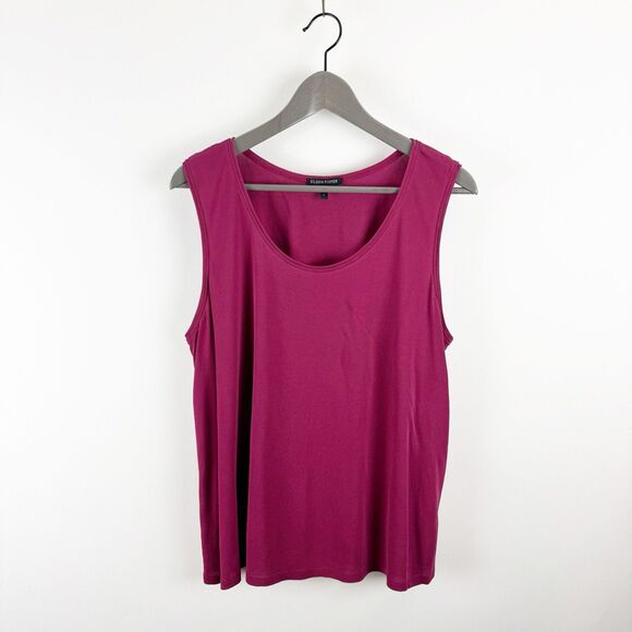 Eileen Fisher Silk Tank Top Size Large L Maroon Pink Sleeveless Blouse - Picture 1 of 10